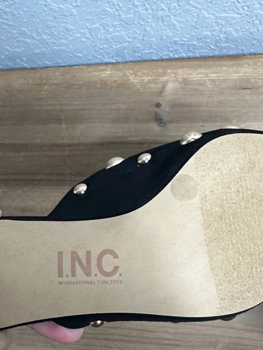I.N.C. Women's Genevie Black and gold studded Pointed Toe Heeled Mules size 6.5 - Picture 10 of 15